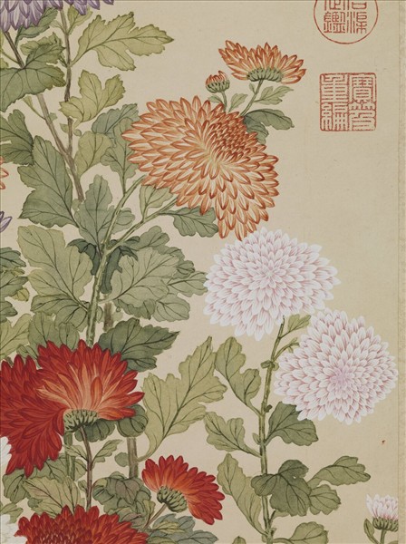 清鄒一桂畫菊　軸