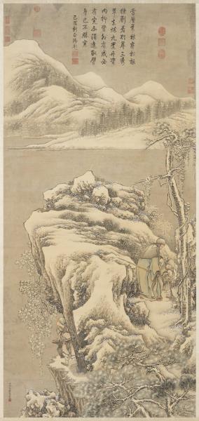 清金廷標瑤圃採芝圖　軸