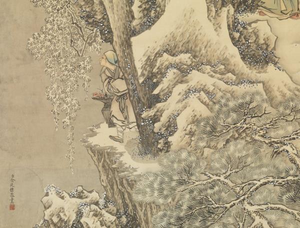 清金廷標瑤圃採芝圖　軸