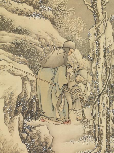 清金廷標瑤圃採芝圖　軸