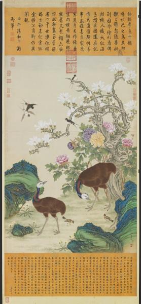 清楊大章畫額摩鳥　軸