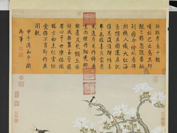 清楊大章畫額摩鳥　軸