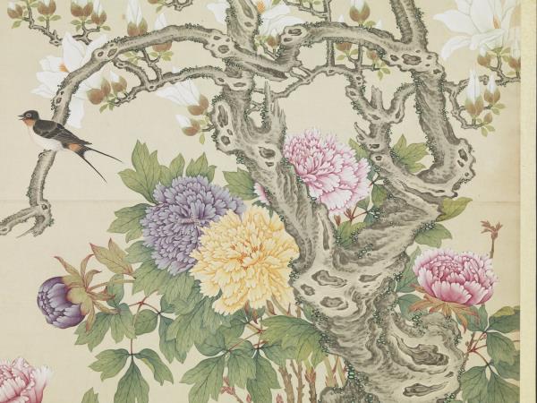 清楊大章畫額摩鳥　軸