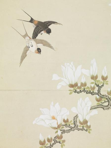 清楊大章畫額摩鳥　軸