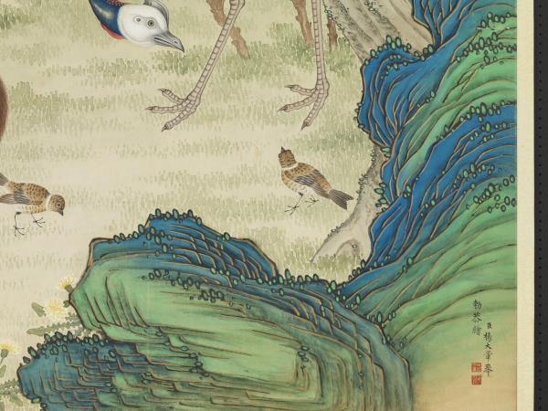 清楊大章畫額摩鳥　軸