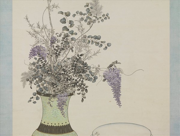 清陳兆鳳博古花草　軸