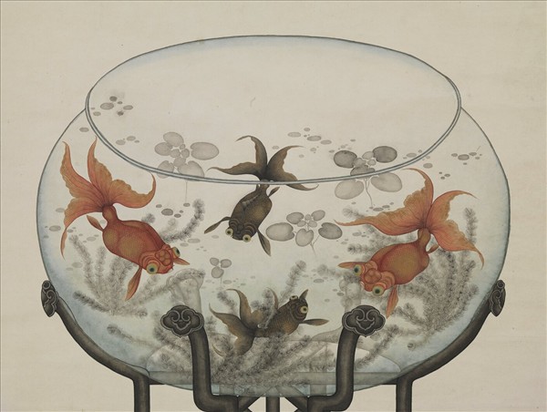 清陳兆鳳博古花草　軸