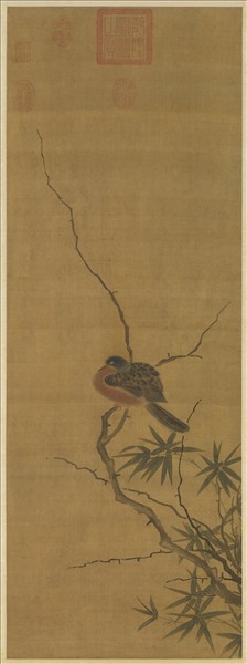 元人疏枝竹鵲　軸