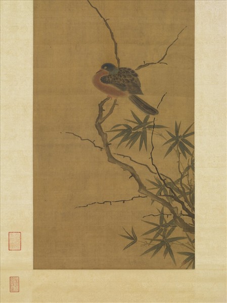 元人疏枝竹鵲　軸