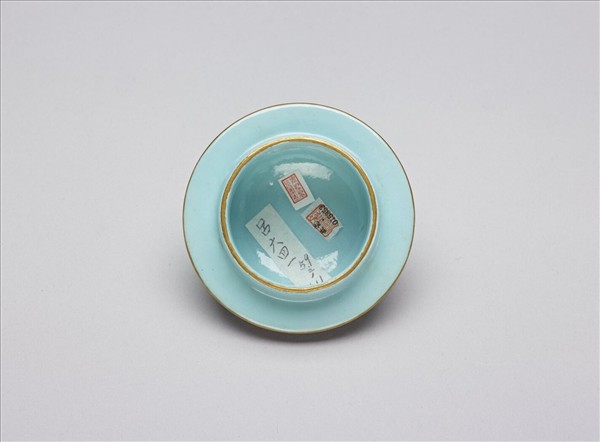 洋彩開光御製詩文綠地茶壺