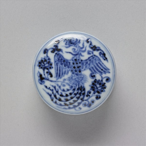 青花鳳凰紋三繫茶壺