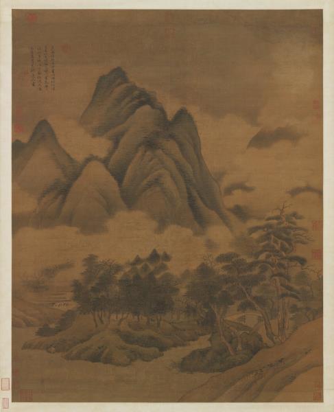 元高克恭畫春山晴雨　軸