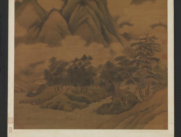 元高克恭畫春山晴雨　軸