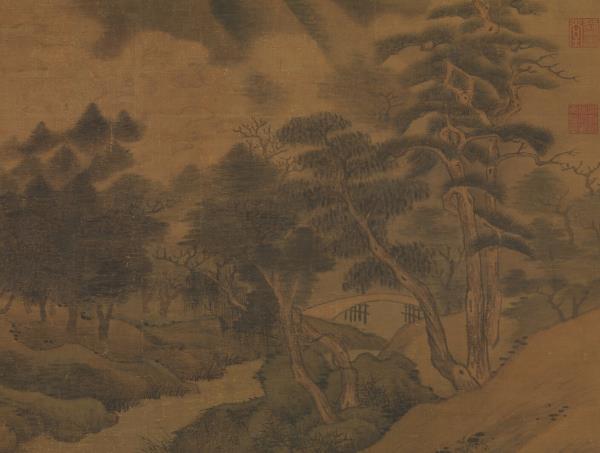 元高克恭畫春山晴雨　軸