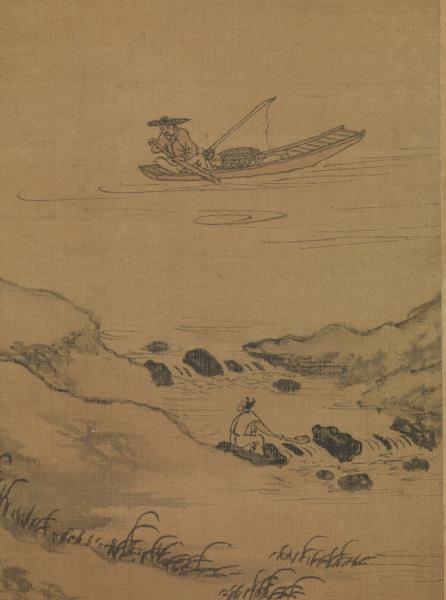 元朱德潤林下鳴琴　軸