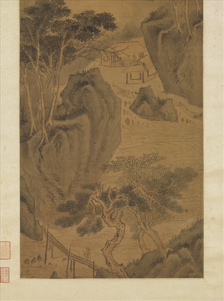 明趙左雲巖響瀑圖　軸