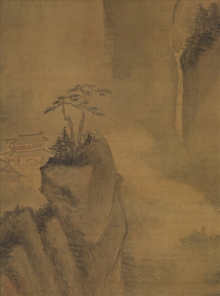 明趙左雲巖響瀑圖　軸