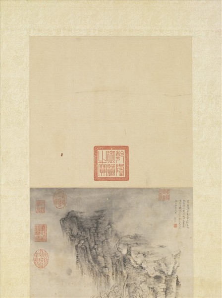 明趙左寒山石溜圖　軸