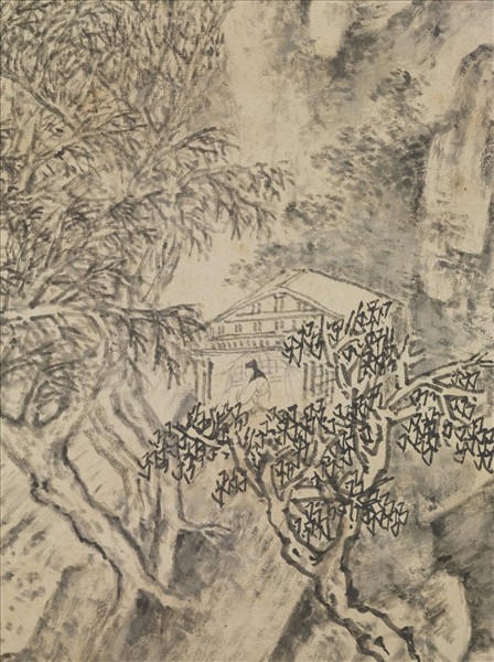 明趙左寒山石溜圖　軸