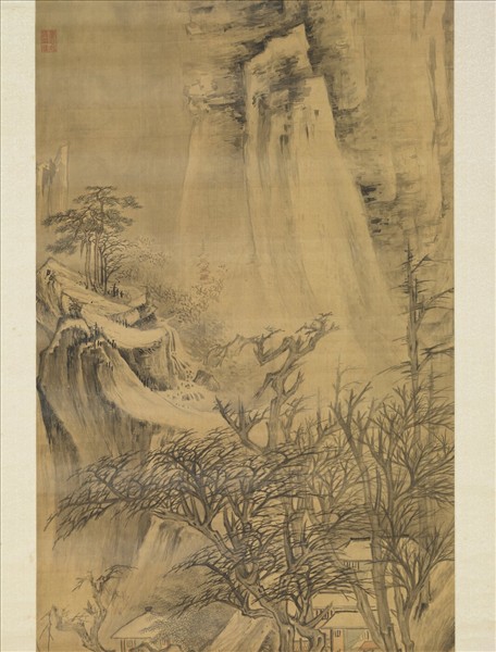 明趙左寒崖積雪　軸