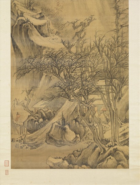 明趙左寒崖積雪　軸