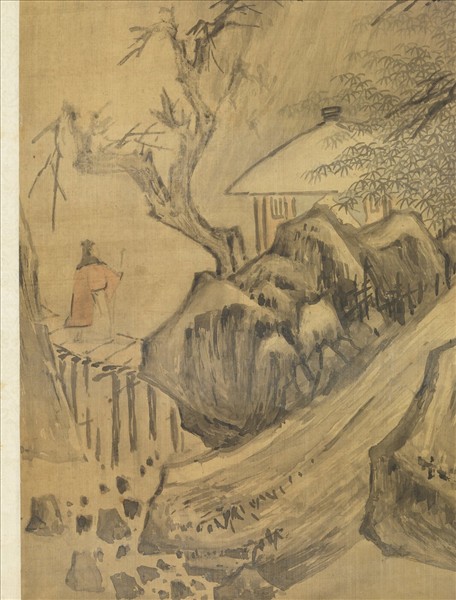 明趙左寒崖積雪　軸