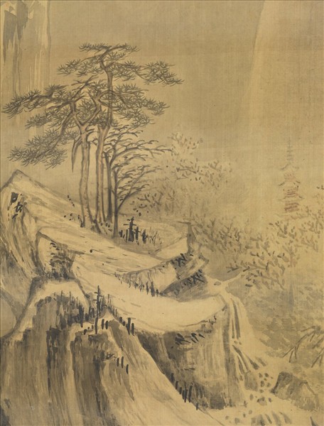 明趙左寒崖積雪　軸