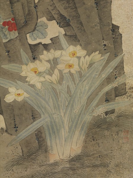 明趙壽花鳥　軸