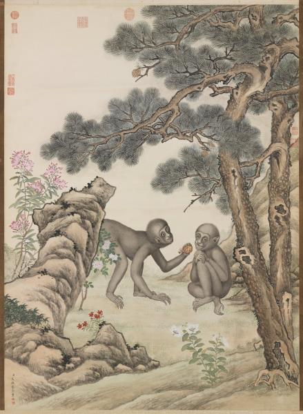 清艾啟蒙畫雙猿　軸