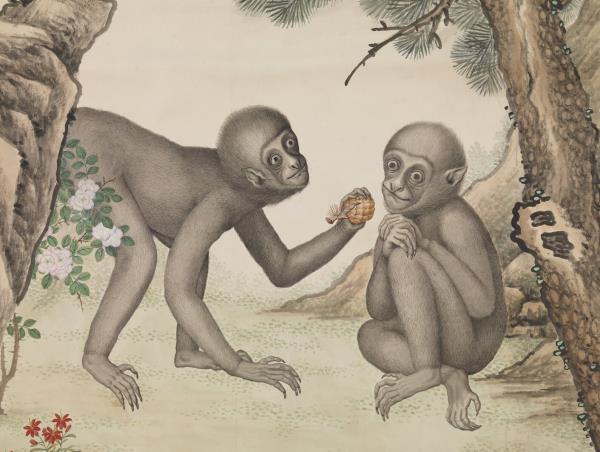 清艾啟蒙畫雙猿　軸