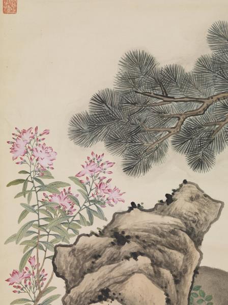 清艾啟蒙畫雙猿　軸