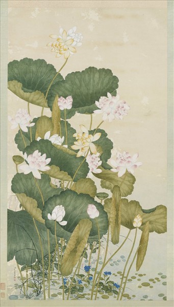 清沈世傑荷花　軸