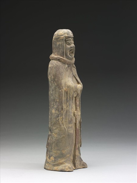 加彩持劍武官俑