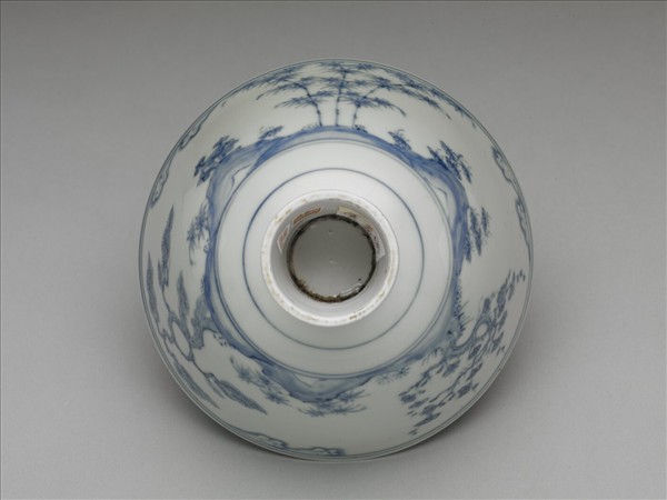 官窯 青花歲寒三友高足碗