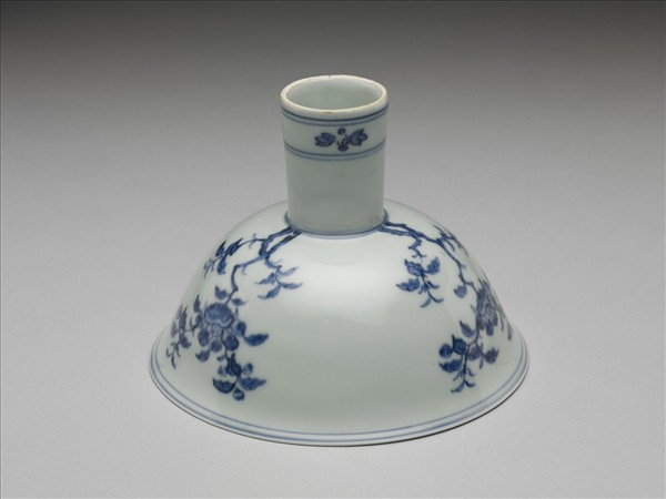 官窯 青花茶花高足碗