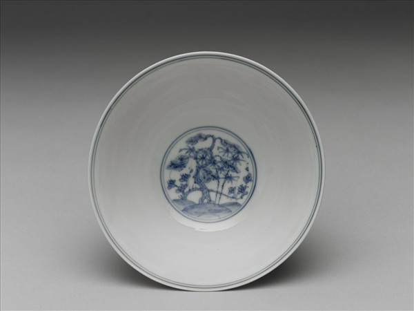 官窯 青花歲寒三友高足碗