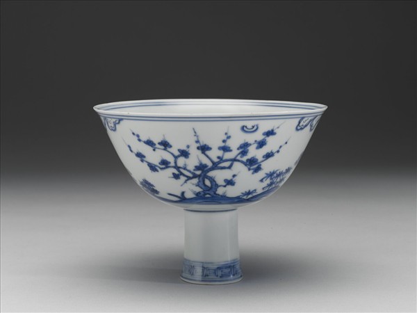 官窯 青花歲寒三友高足碗