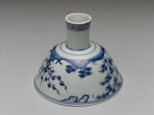 官窯 青花歲寒三友高足碗