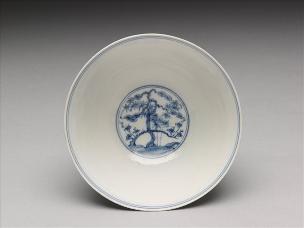 官窯 青花歲寒三友高足碗