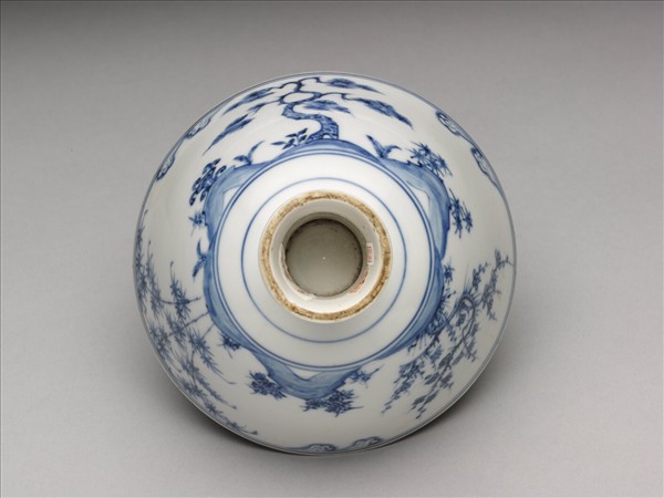 官窯 青花歲寒三友高足碗