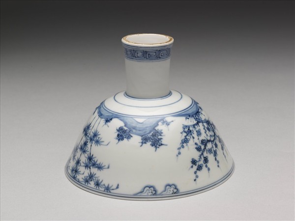 官窯 青花歲寒三友高足碗