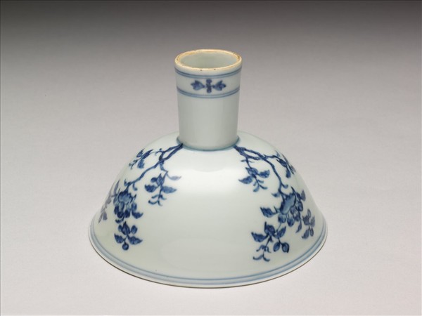 官窯 青花茶花高足碗