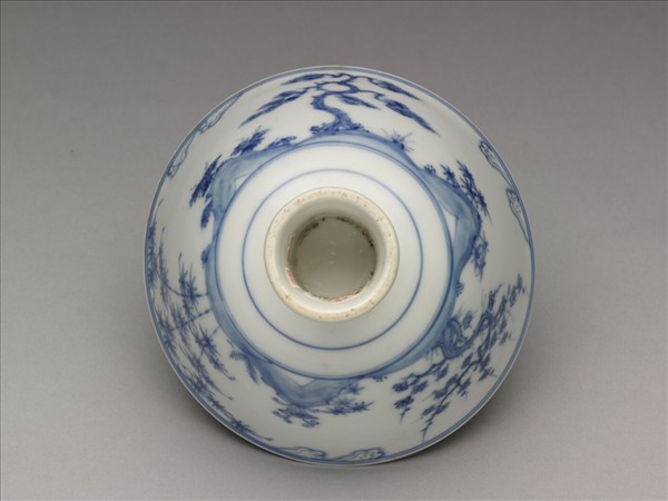 官窯 青花歲寒三友高足碗