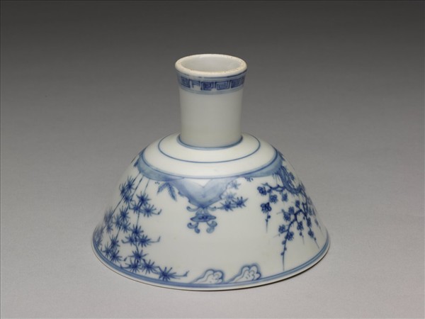 官窯 青花歲寒三友高足碗