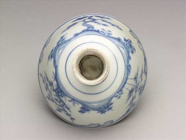 官窯 青花歲寒三友高足碗