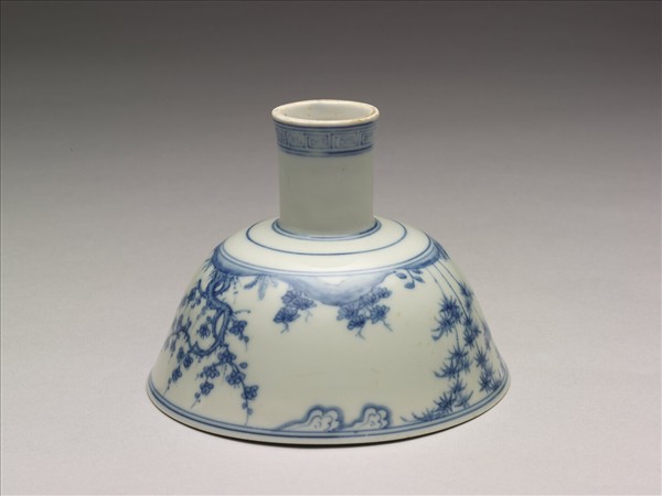 官窯 青花歲寒三友高足碗