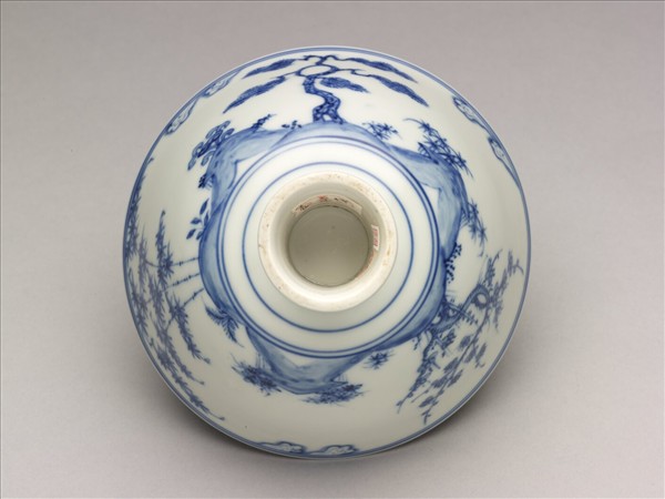 官窯 青花歲寒三友高足碗