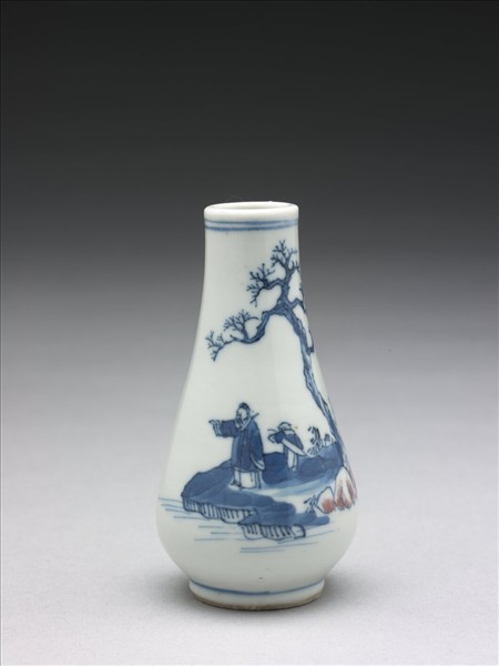 青花釉裡紅人物圖瓶