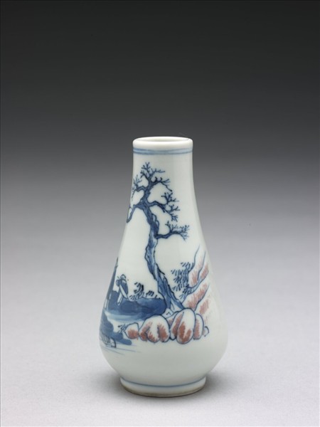 青花釉裡紅人物圖瓶