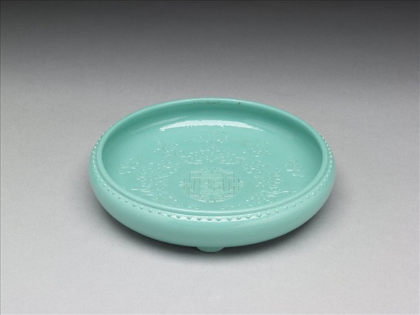 松綠釉福壽紋圓洗